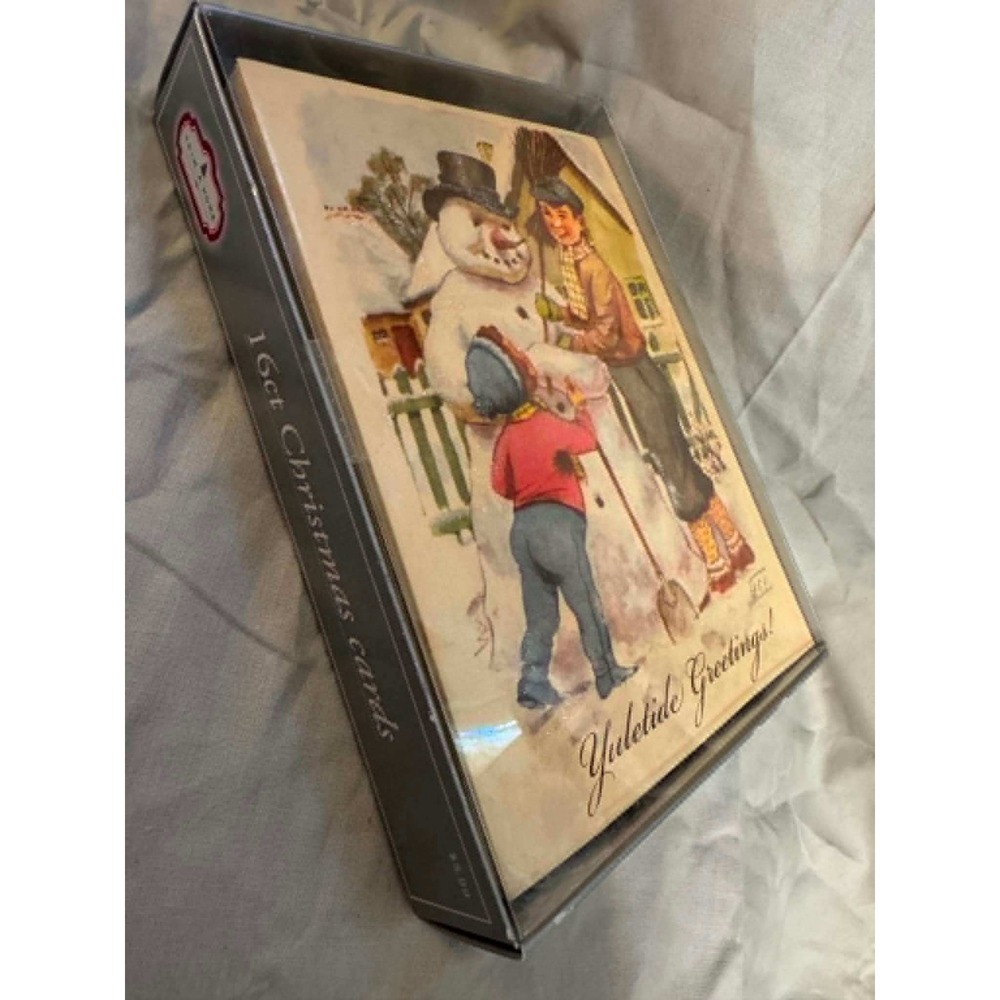 Vintage Kmart Christmas Cards 16ct Boxed Yuletide Greetings Snowman Unopened New